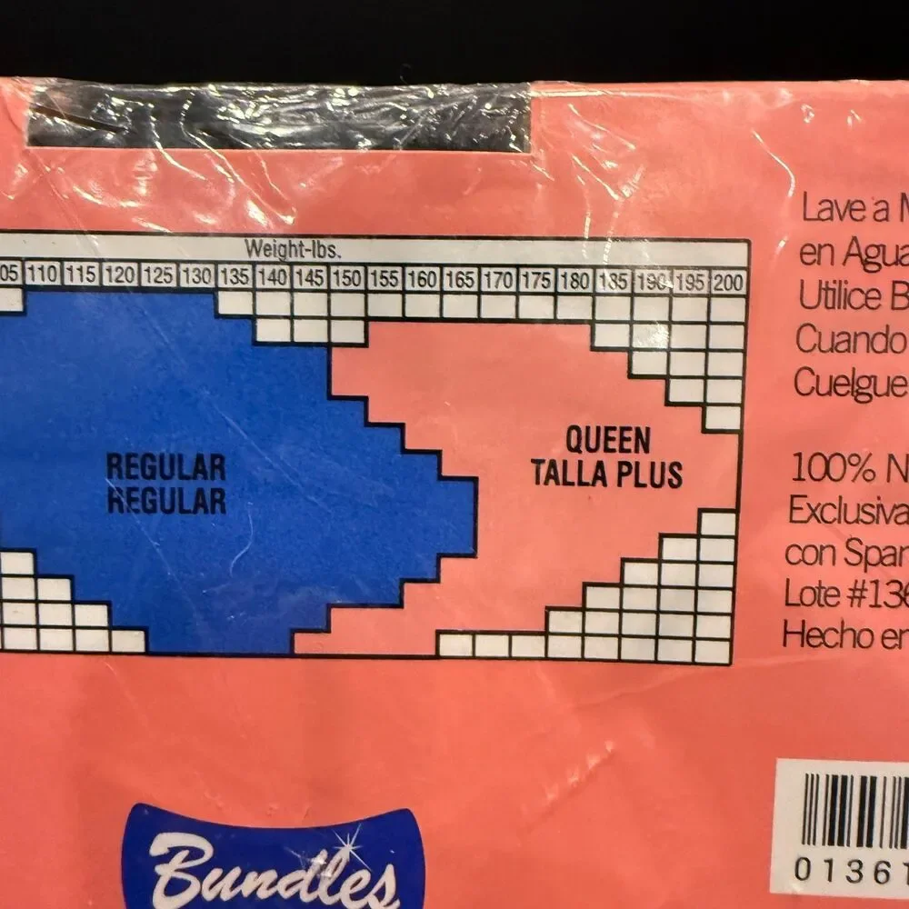 Vintage Bundles Womens Sheers Queen Plus Size Black Pantyhose NIP 1 Pair